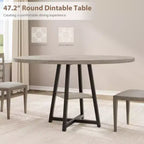 Acekool Table à Manger Ronde de 47 Pouces pour 4 à 6 Personnes, Table de Cuisine Industrielle avec Étagère de Rangement, Idéale pour les Petits Espaces (Salle à Manger/Cuisine)