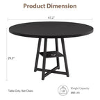 Acekool Table à Manger Ronde de 47 Pouces pour 4 à 6 Personnes, Table de Cuisine Industrielle avec Étagère de Rangement, Idéale pour les Petits Espaces (Salle à Manger/Cuisine)
