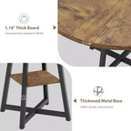 Acekool Table à Manger Ronde de 47 Pouces pour 4 à 6 Personnes, Table de Cuisine Industrielle avec Étagère de Rangement, Idéale pour les Petits Espaces (Salle à Manger/Cuisine)