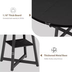 Acekool Table à Manger Ronde de 47 Pouces pour 4 à 6 Personnes, Table de Cuisine Industrielle avec Étagère de Rangement, Idéale pour les Petits Espaces (Salle à Manger/Cuisine)