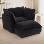 MAYEERTY Canapé Fauteuil Moderne 47 Canapé Rembourré avec Ottomane Mobile Siège Large Coussins Moelleux pour Salon Noir