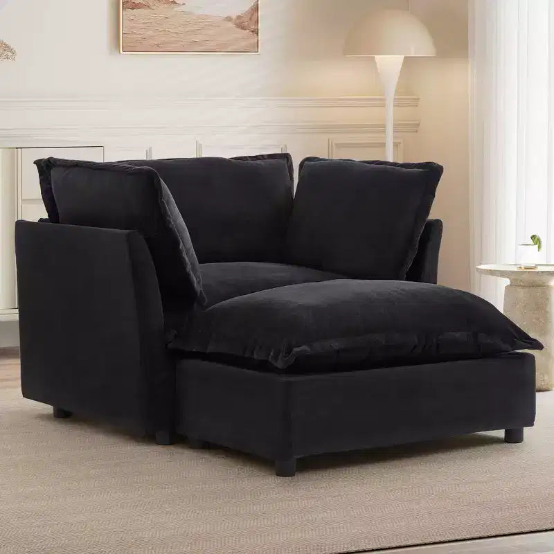 MAYEERTY Canapé Fauteuil Moderne 47 Canapé Rembourré avec Ottomane Mobile Siège Large Coussins Moelleux pour Salon Noir