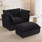 MAYEERTY Canapé Fauteuil Moderne 47 Canapé Rembourré avec Ottomane Mobile Siège Large Coussins Moelleux pour Salon Noir