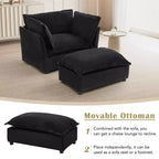 MAYEERTY Canapé Fauteuil Moderne 47 Canapé Rembourré avec Ottomane Mobile Siège Large Coussins Moelleux pour Salon Noir