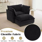 MAYEERTY Canapé Fauteuil Moderne 47 Canapé Rembourré avec Ottomane Mobile Siège Large Coussins Moelleux pour Salon Noir