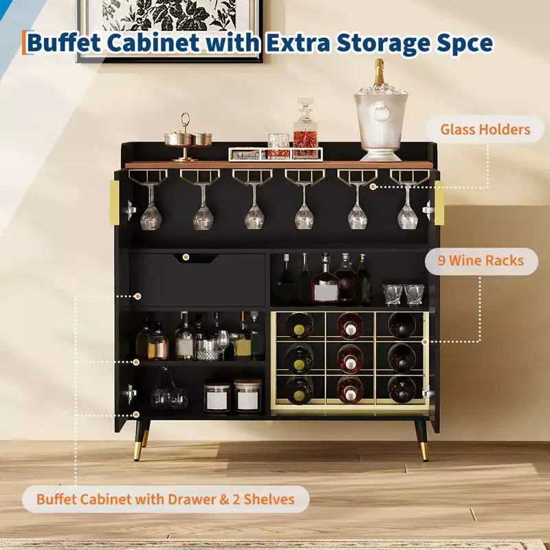 Meuble de rangement indépendant avec casier à vinIdéal pour la salle à manger, le salon et la cuisine