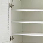 JVNOXK Meuble à chaussures multifonctionnel de 47 pouces avec étagères réglables, compartiment de rangement et banc rembourré, idéal pour l'entrée, Blanc