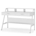 NAYSAYE Bureau table d'écriture table d'appoint avec étagère de rangement tiroirs et rehausseur de moniteur pour bureau à domicile, blanc, 47.28*23.64*35.46