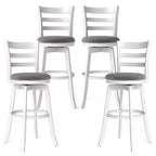 Costway 30.5'' Swivel Barstools Set of 4 w/Backrest & Upholstered Seat Footrest for Pub