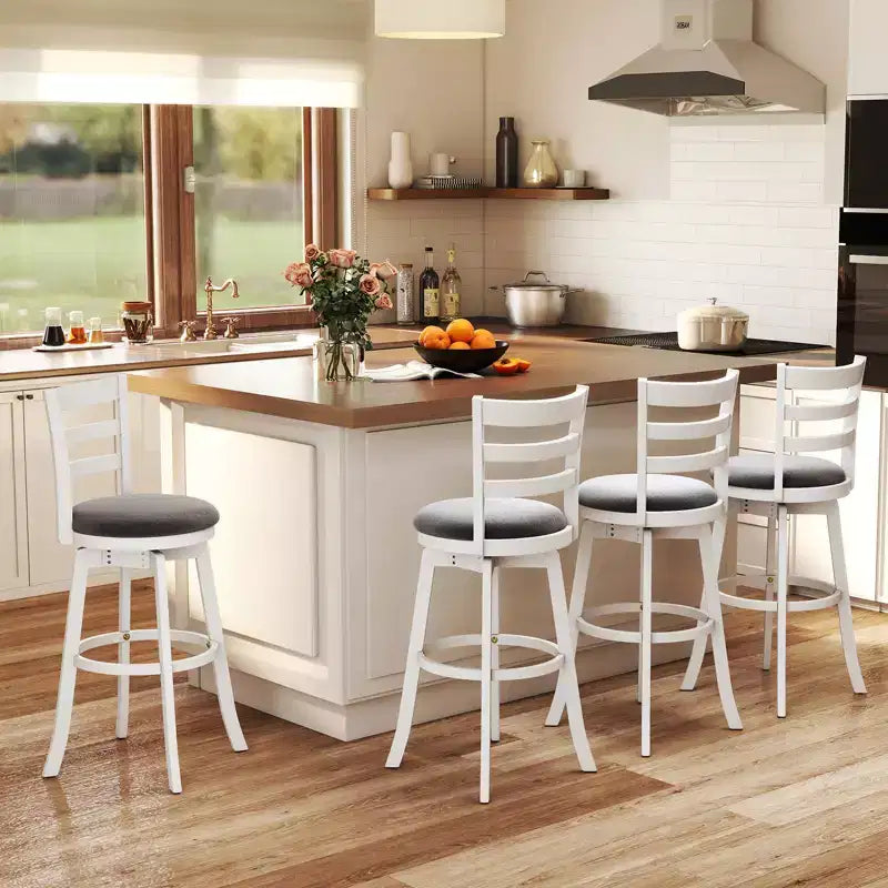 Tabourets de bar pivotants Costway 77,5 cm - Lot de 4 avec dossier et siège rembourré - Repose-pieds pour pub
