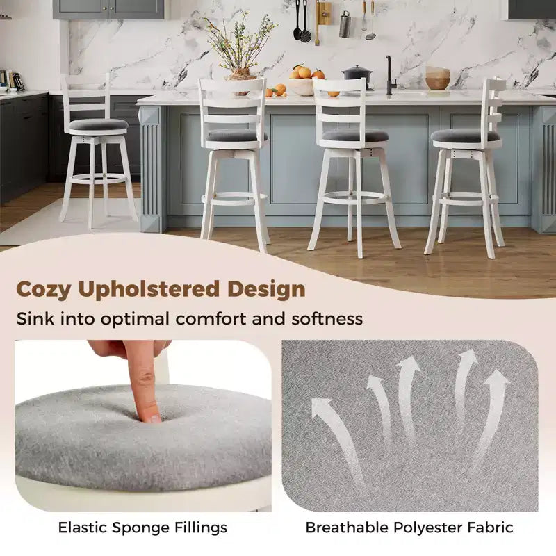 Tabourets de bar pivotants Costway 77,5 cm - Lot de 4 avec dossier et siège rembourré - Repose-pieds pour pub