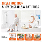 Chaise de douche avec dossier, siège de douche réglable en hauteur pour l'intérieur de la douche et la baignoire, chaise de bain antidérapante, capacité de 158 kg