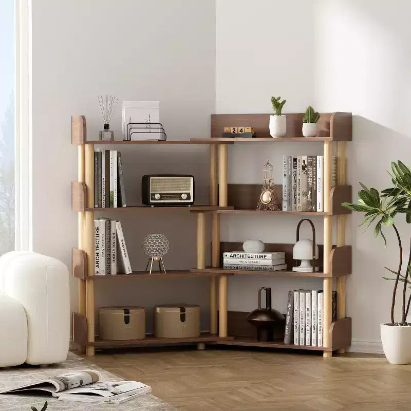 GDFStudio Horace Étagère de coin à 4 niveaux en bois moderne, rétractable et rotative