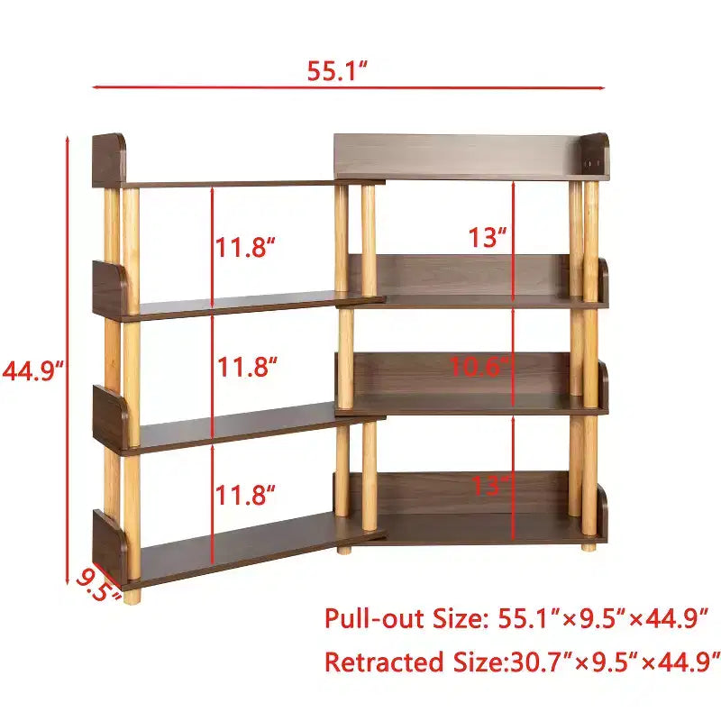 GDFStudio Horace Étagère de coin à 4 niveaux en bois moderne, rétractable et rotative