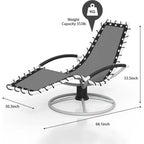 Fauteuil de jardin pivotant à 360° en fer robuste, inclinable d'extérieur, en textilène résistant aux intempéries et à séchage rapide, de forme ergonomique en S.