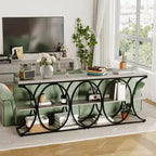 Console étroite de ferme à 3 niveaux Meuble d'entrée rectangulaire avec étagères de rangement, pieds géométriques en métal Table de canapé d'appoint polyvalente