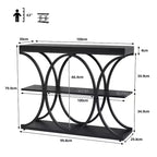 Console étroite de ferme à 3 niveaux Meuble d'entrée rectangulaire avec étagères de rangement, pieds géométriques en métal Table de canapé d'appoint polyvalente