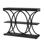 3-Tier Farmhouse Narrow Console Table  Rectangular Entryway Furniture with Storage Shelves, Metal Geometric Legs  Versatile Accent Sofa Table