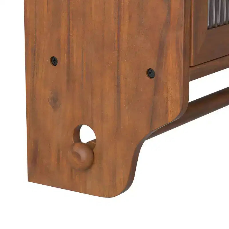 MAYEERTY 24.8 Armoire de cuisine et de salle à manger vintage à double porte vitrée avec trois étagères et porte-serviettes pour cuisine et salle à manger, marron