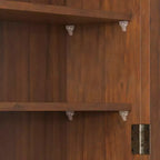 MAYEERTY 24.8 Armoire de cuisine et de salle à manger vintage à double porte vitrée avec trois étagères et porte-serviettes pour cuisine et salle à manger, marron