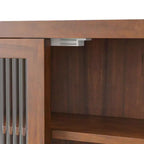 MAYEERTY 24.8 Armoire de cuisine et de salle à manger vintage à double porte vitrée avec trois étagères et porte-serviettes pour cuisine et salle à manger, marron
