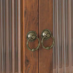 MAYEERTY 24.8 Armoire de cuisine et de salle à manger vintage à double porte vitrée avec trois étagères et porte-serviettes pour cuisine et salle à manger, marron