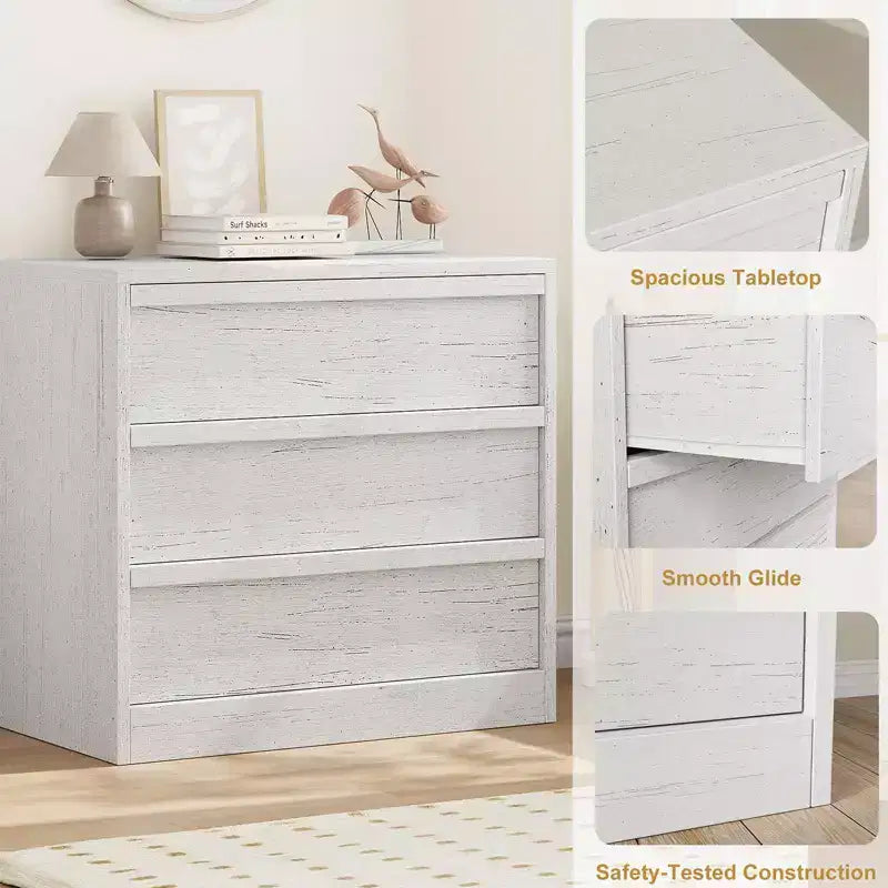 Commode de rangement moderne à 4 tiroirs – Chiffonnier compact en bois pour salle à manger ou chambre, organisateur vertical en blanc ou chêne naturel