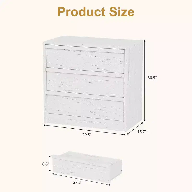 Commode de rangement moderne à 4 tiroirs – Chiffonnier compact en bois pour salle à manger ou chambre, organisateur vertical en blanc ou chêne naturel