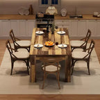 Acekool 71 Table à Manger Rectangulaire pour 6-8 Personnes, Table en Bois de Style Ferme avec Pieds Triangulaires, pour Salle à Manger ou Appartement