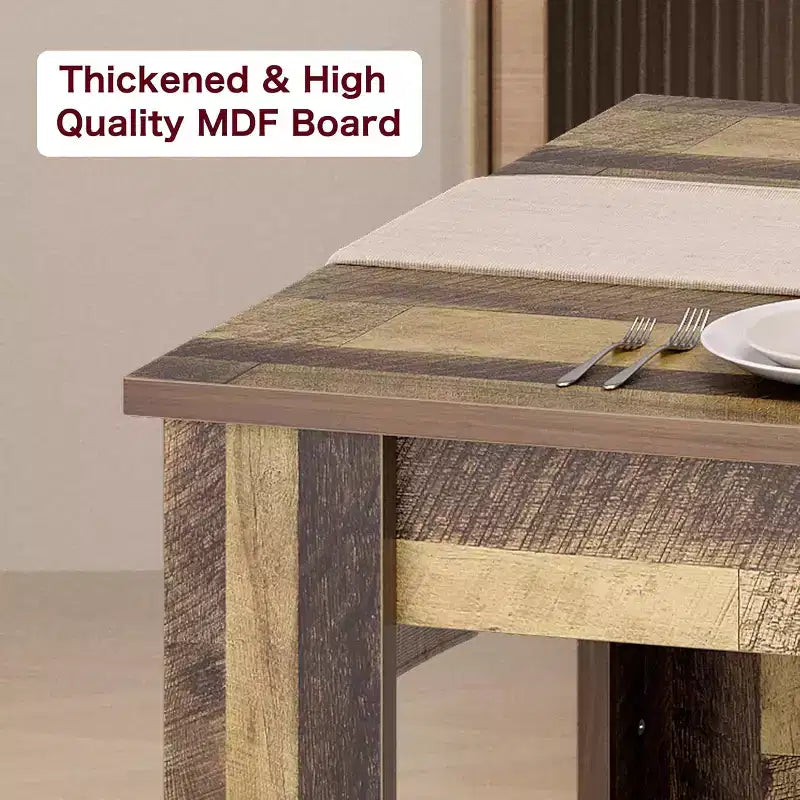 Acekool 71 Table à Manger Rectangulaire pour 6-8 Personnes, Table en Bois de Style Ferme avec Pieds Triangulaires, pour Salle à Manger ou Appartement