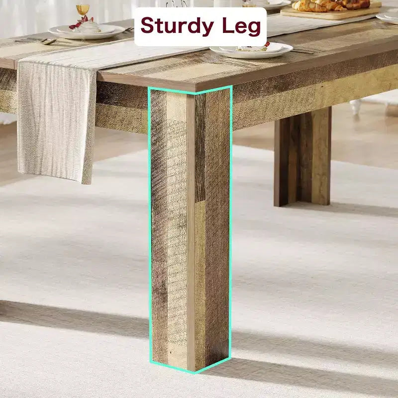 Acekool 71 Table à Manger Rectangulaire pour 6-8 Personnes, Table en Bois de Style Ferme avec Pieds Triangulaires, pour Salle à Manger ou Appartement