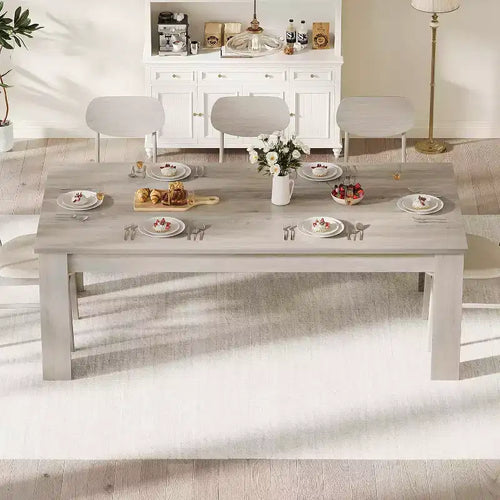 Acekool 71 Rectangular Dining Table for 6-8, Farmhouse Wooden Table with Triangle Legs, for Dining Room or Apartment