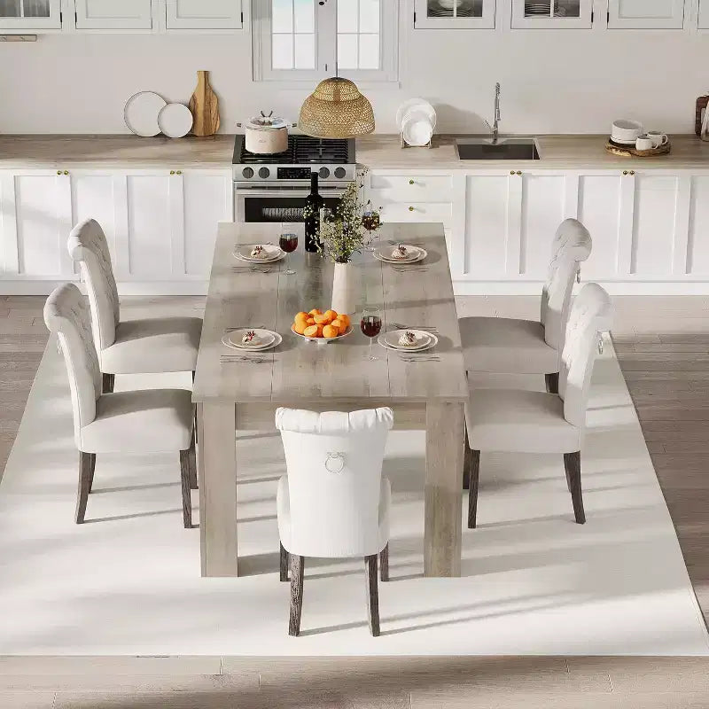 Acekool 71 Table à Manger Rectangulaire pour 6-8 Personnes, Table en Bois de Style Ferme avec Pieds Triangulaires, pour Salle à Manger ou Appartement