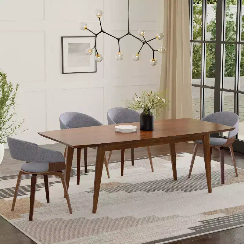 Table à manger extensible rectangulaire Tierney 66-84 pouces x 40 pouces style moderne du milieu du siècle