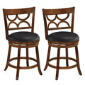 Costway 26'' Counter Height Bar Stools Set of 2 w/Rubber Wood Frame Upholstered Seat