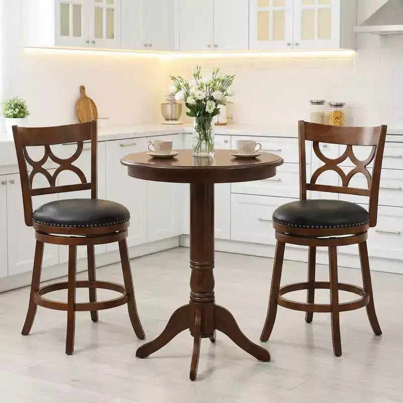 Costway Lot de 2 tabourets de bar hauteur comptoir 66 cm avec cadre en bois d'hévéa et assise rembourrée