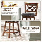 Costway Lot de 2 tabourets de bar hauteur comptoir 66 cm avec cadre en bois d'hévéa et assise rembourrée