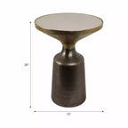 Table d'appoint, table de chevet ou petite table de nuit remarquable pour la décoration intérieure - Table d'appoint bicolore en métal avec plateau en marbre pour petits espaces