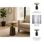 Table d'appoint, table de chevet ou petite table de nuit remarquable pour la décoration intérieure - Table d'appoint bicolore en métal avec plateau en marbre pour petits espaces