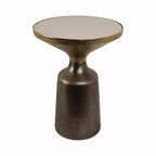 Table d'appoint, table de chevet ou petite table de nuit remarquable pour la décoration intérieure - Table d'appoint bicolore en métal avec plateau en marbre pour petits espaces