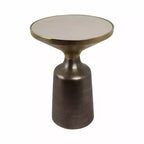 Table d'appoint, table de chevet ou petite table de nuit remarquable pour la décoration intérieure - Table d'appoint bicolore en métal avec plateau en marbre pour petits espaces