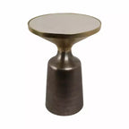 Table d'appoint, table de chevet ou petite table de nuit remarquable pour la décoration intérieure - Table d'appoint bicolore en métal avec plateau en marbre pour petits espaces
