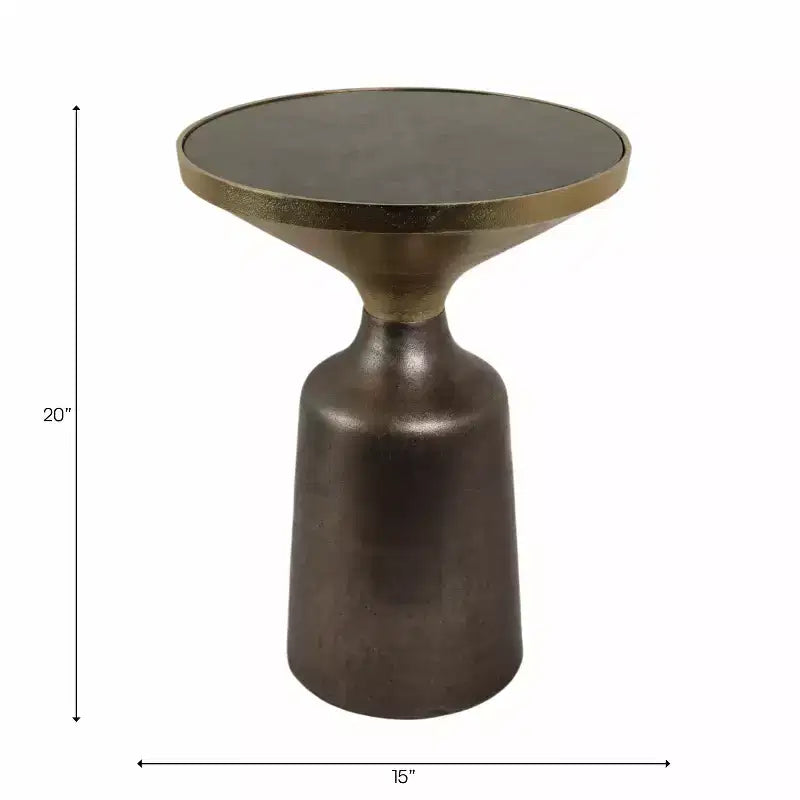 Table d'appoint, table de chevet ou petite table de nuit remarquable pour la décoration intérieure - Table d'appoint bicolore en métal avec plateau en marbre pour petits espaces