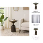 Table d'appoint, table de chevet ou petite table de nuit remarquable pour la décoration intérieure - Table d'appoint bicolore en métal avec plateau en marbre pour petits espaces