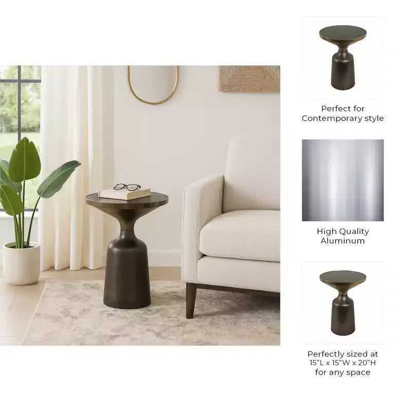 Table d'appoint, table de chevet ou petite table de nuit remarquable pour la décoration intérieure - Table d'appoint bicolore en métal avec plateau en marbre pour petits espaces