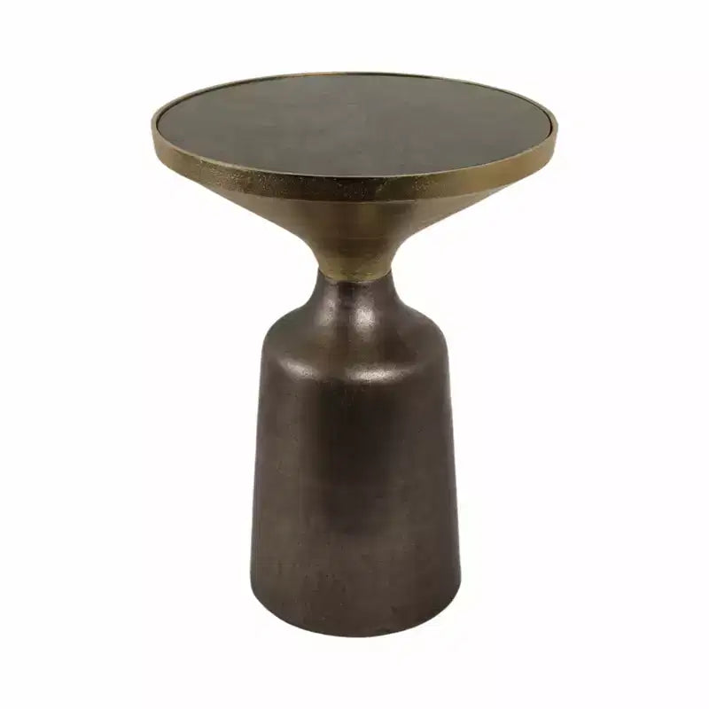 Table d'appoint, table de chevet ou petite table de nuit remarquable pour la décoration intérieure - Table d'appoint bicolore en métal avec plateau en marbre pour petits espaces