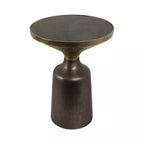 Table d'appoint, table de chevet ou petite table de nuit remarquable pour la décoration intérieure - Table d'appoint bicolore en métal avec plateau en marbre pour petits espaces