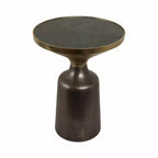 Table d'appoint, table de chevet ou petite table de nuit remarquable pour la décoration intérieure - Table d'appoint bicolore en métal avec plateau en marbre pour petits espaces