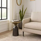 Striking End Table, Side Table, or Small Night Stand for Room Decor - Two-Tone Metal Accent Table with Marble Top for Small Spaces