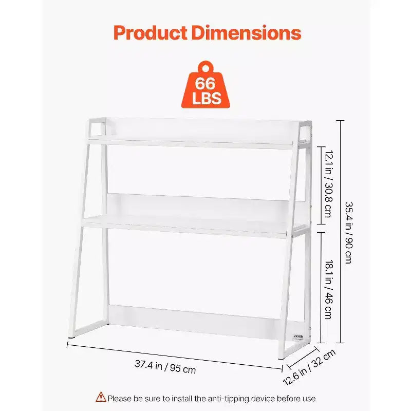 VIYET 35 Étagère de Bureau à 2 Niveaux - Blanche, Patins Antidérapants